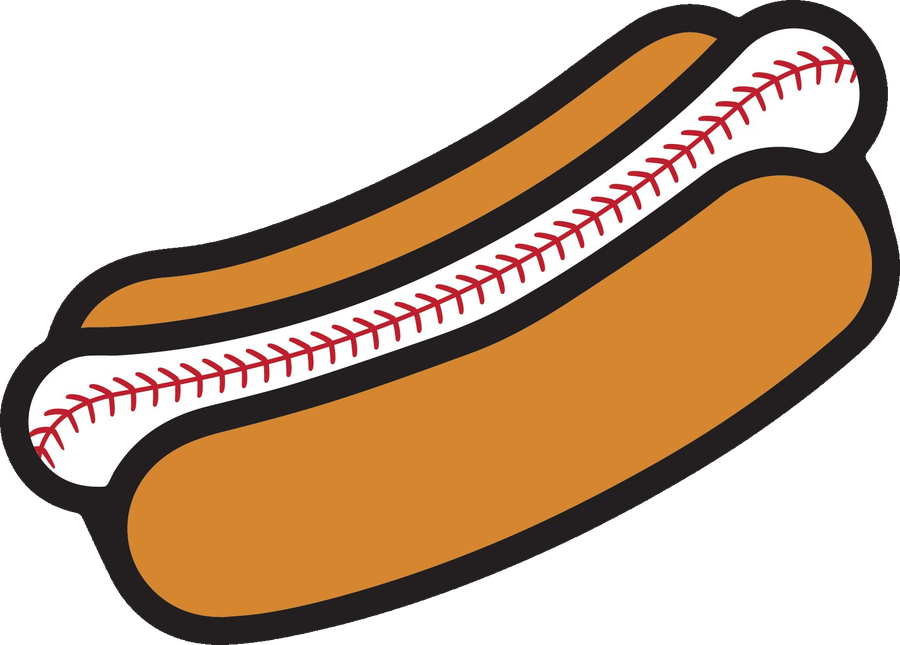 Hot Dog Baseball logo — a hot dog whose bun is stitched like a baseball